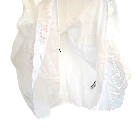 Zara White Cotton Eyelet Embroidered V-Neck Mini Halter Dress Lined Size Large - Picture 6 of 13